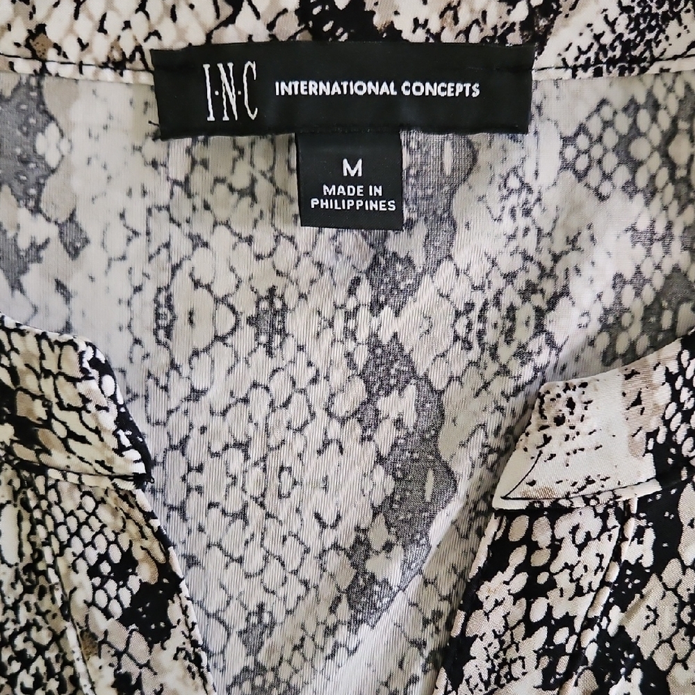 INC International Concepts Monochrome Snake Print Top